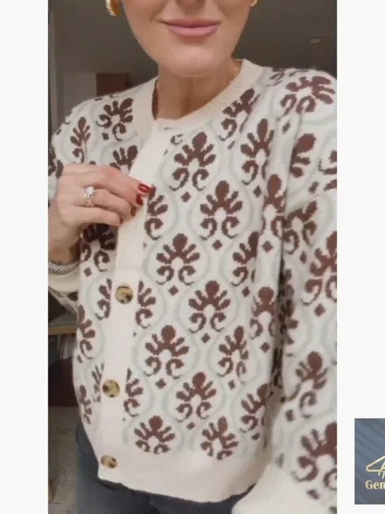 Long Sleeve Floral Cardigan Sweater Open Front Button Down Vintage Outerwear - Picture 6 of 7